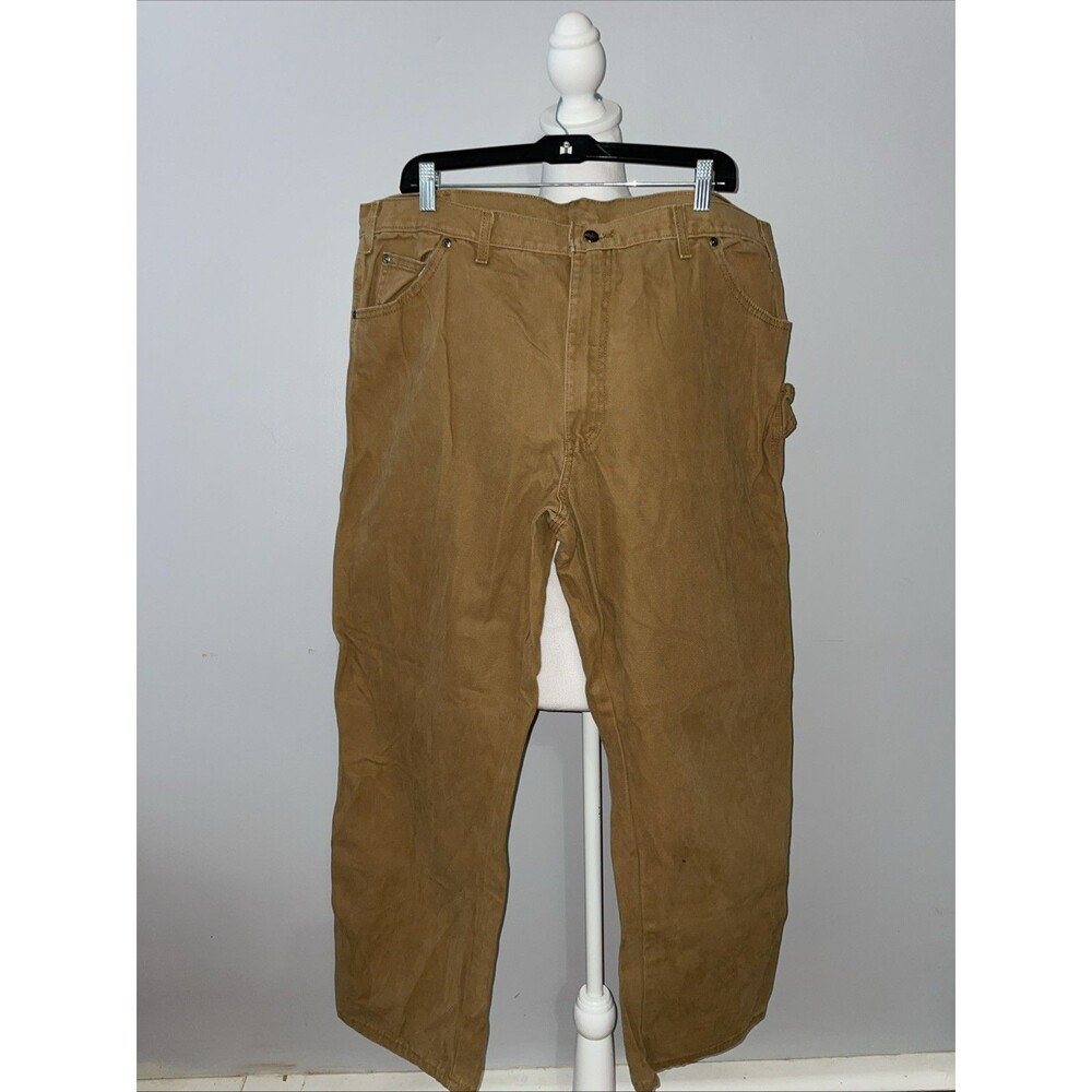 Dickies Mens Work Pants 42x30 Tan Duck Canvas Painter Carpenter Workwear